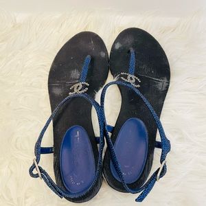 Authentic dark blue Chanel Sandals